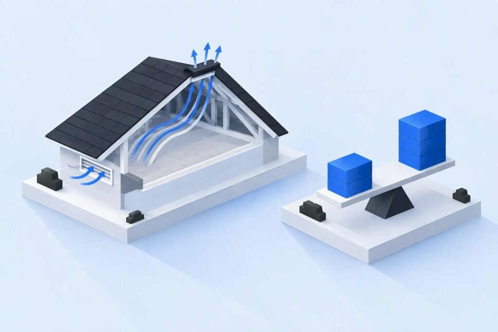 Isometric attic ventilation cost illustration