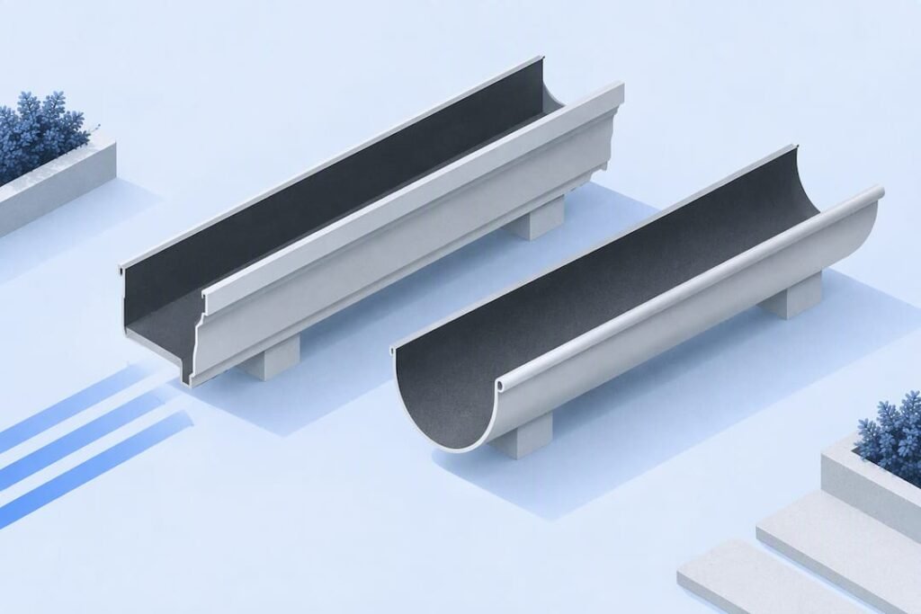 Abstract illustration of two gutter profiles