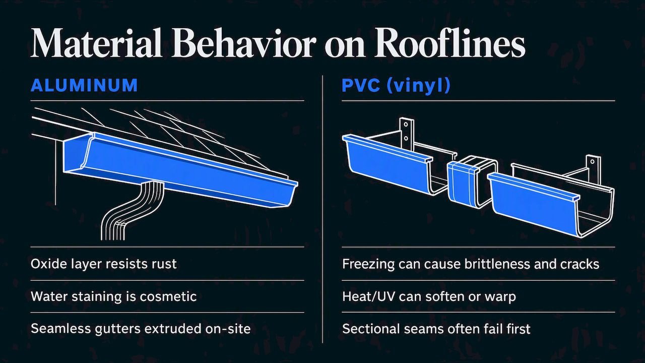Why PVC and Aluminum Behave So Differently on a Roofline — overview diagram