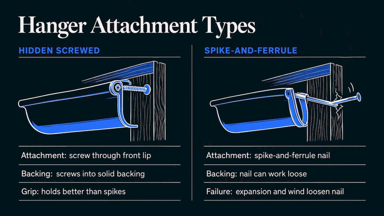 Comparison of two gutter hanger attachment methods